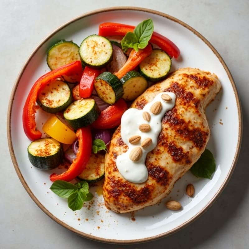 Creamy Spiced Chicken with Roasted Vegetables