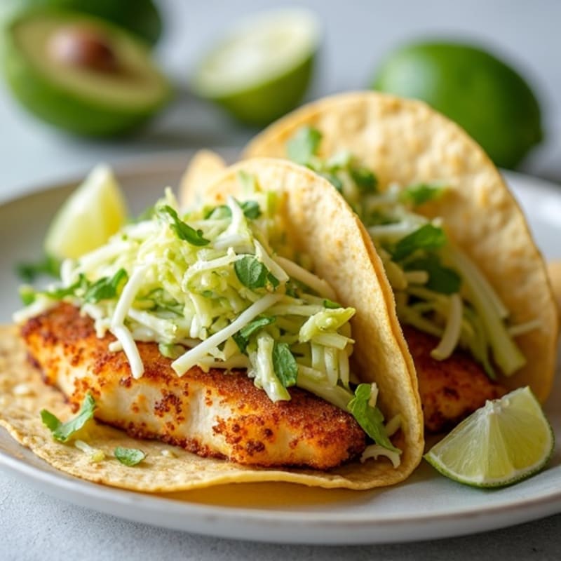 Crispy Baked Fish Tacos with Lime Slaw