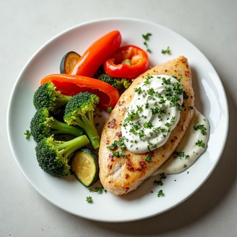Creamy Herb Chicken with Roasted Vegetables