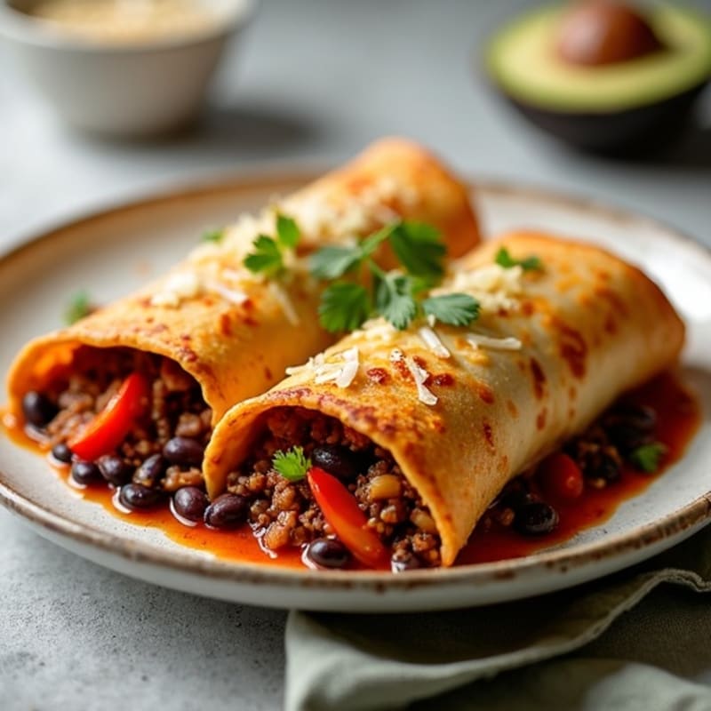 Lean Beef and Black Bean Skillet Enchiladas