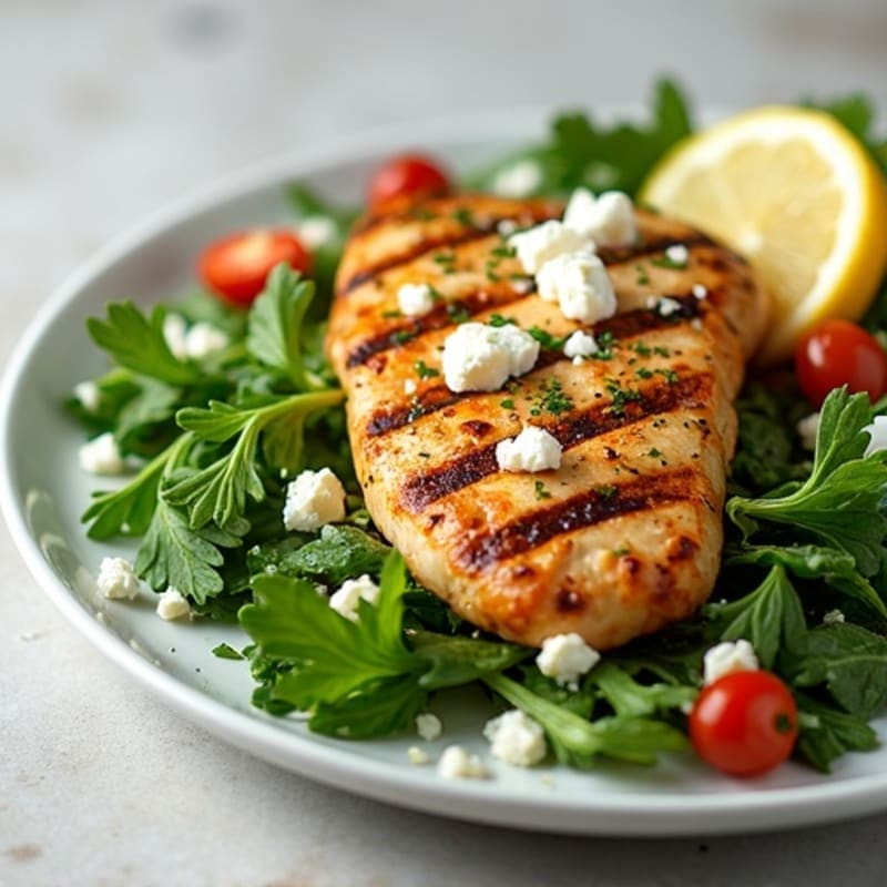 Grilled Lemon Chicken Breast with Mixed Greens Salad