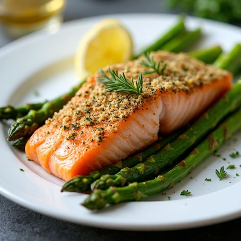 Herb-Crusted Baked Salmon with Roasted Asparagus