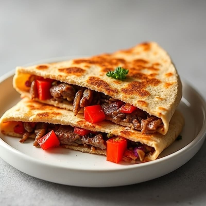 Crispy Whole Wheat Steak and Bell Pepper Quesadillas