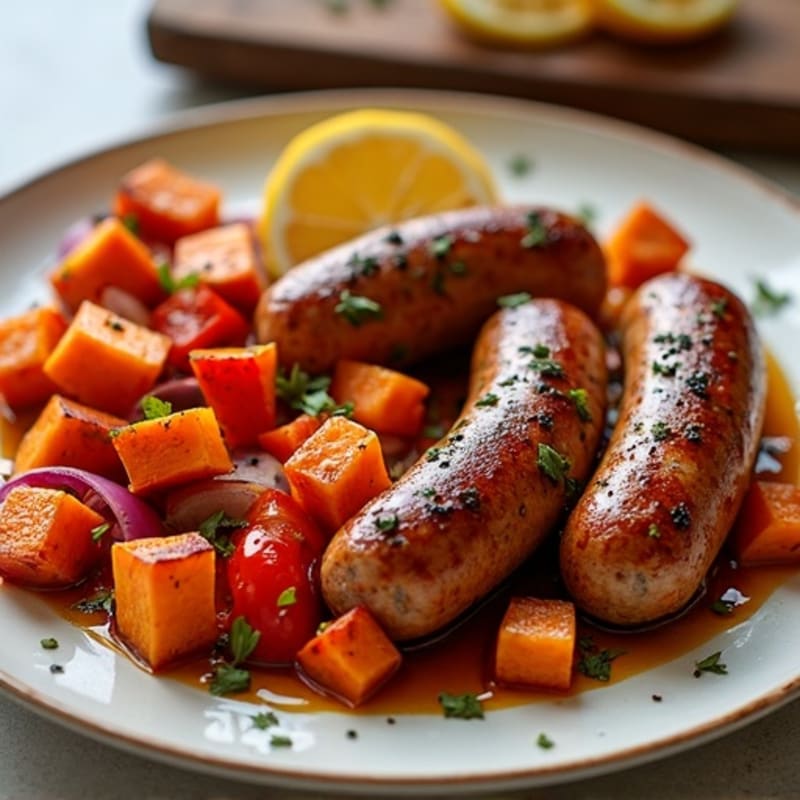 Herb-Roasted Sausage and Sweet Potato Sheet Pan Dinner