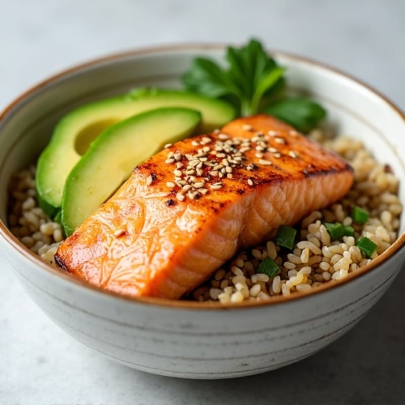 Fresh Salmon and Avocado Rice Bowl