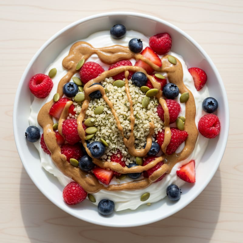 Silky Greek Yogurt Bowl with Mixed Berries and Protein Crunch
