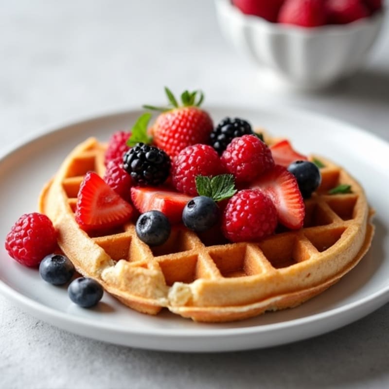 Crispy Protein Waffles with Fresh Berries