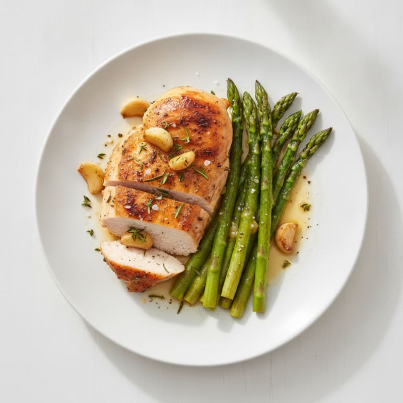 Garlic Herb Roasted Chicken with Asparagus