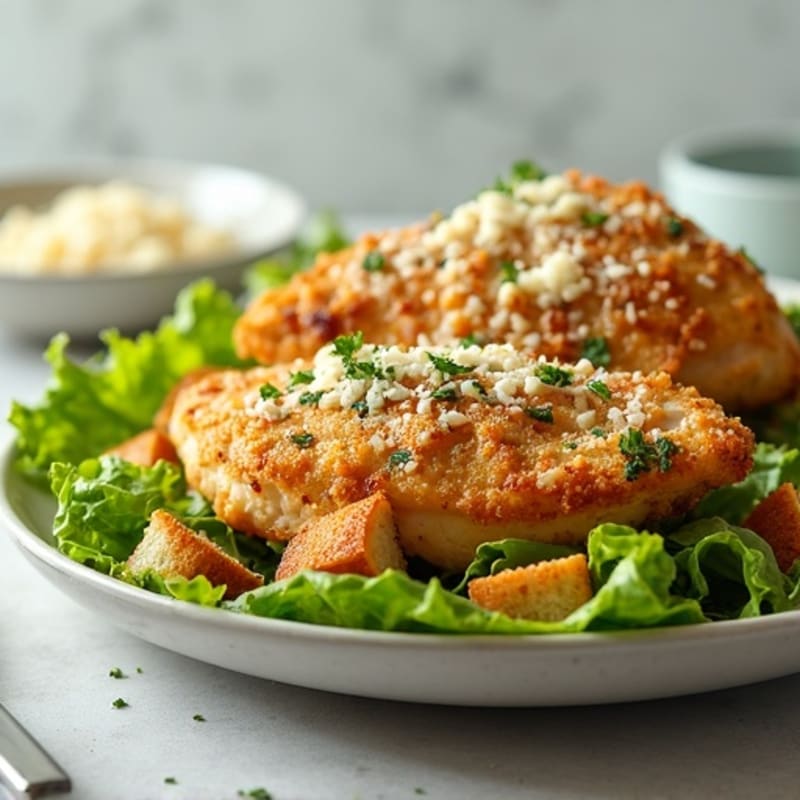 Crispy Garlic-Herb Chicken Caesar with Fresh Romaine