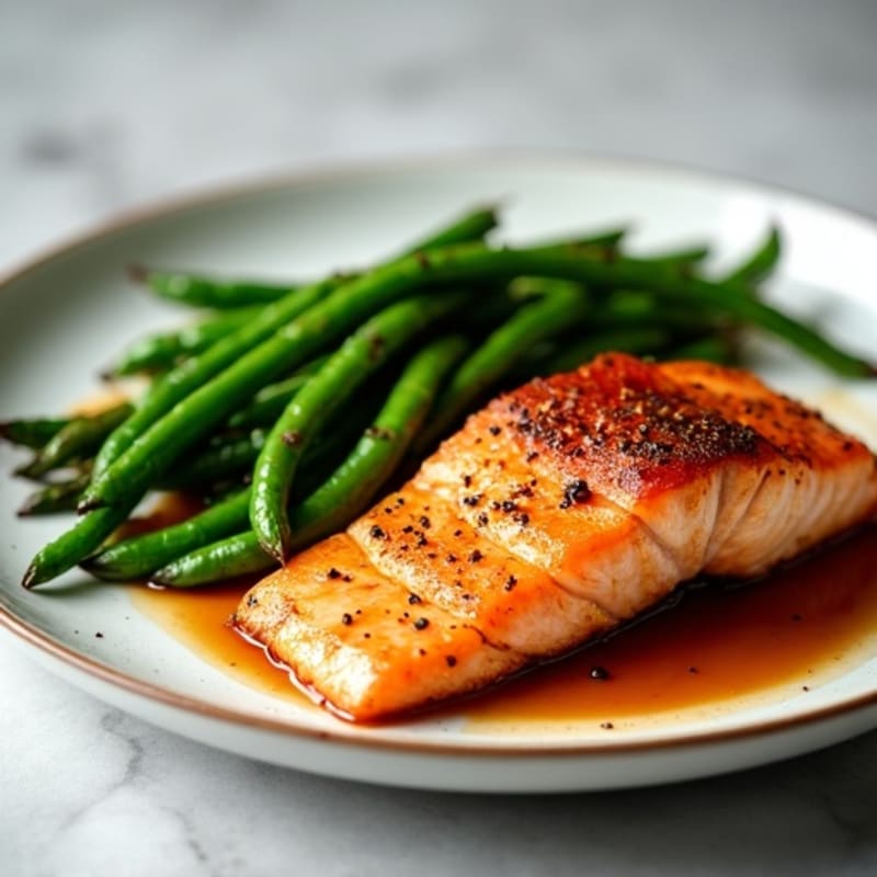Healthy Teriyaki Glazed Salmon with Roasted Green Beans