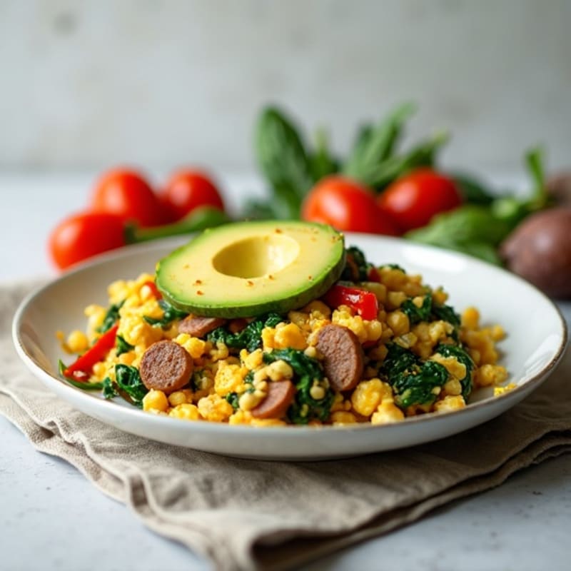 Egg White and Turkey Sausage Scramble with Spinach