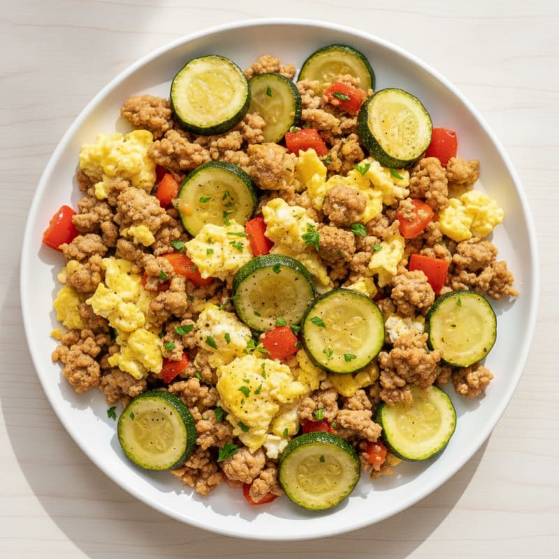 Zesty Ground Turkey and Egg Power Skillet