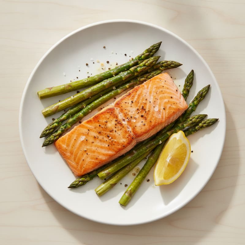 Pan-Seared Salmon with Roasted Asparagus