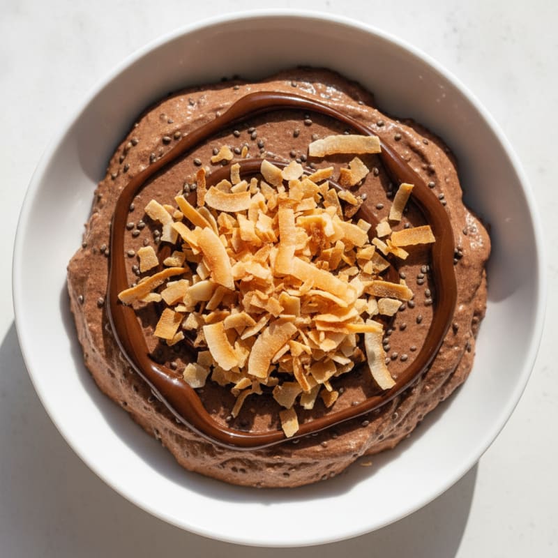 Silky Chocolate Protein Pudding with Toasted Coconut