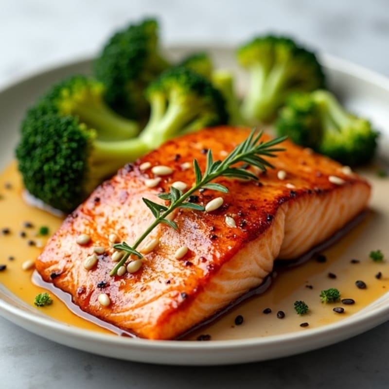 Ginger-Sesame Glazed Salmon with Roasted Broccoli