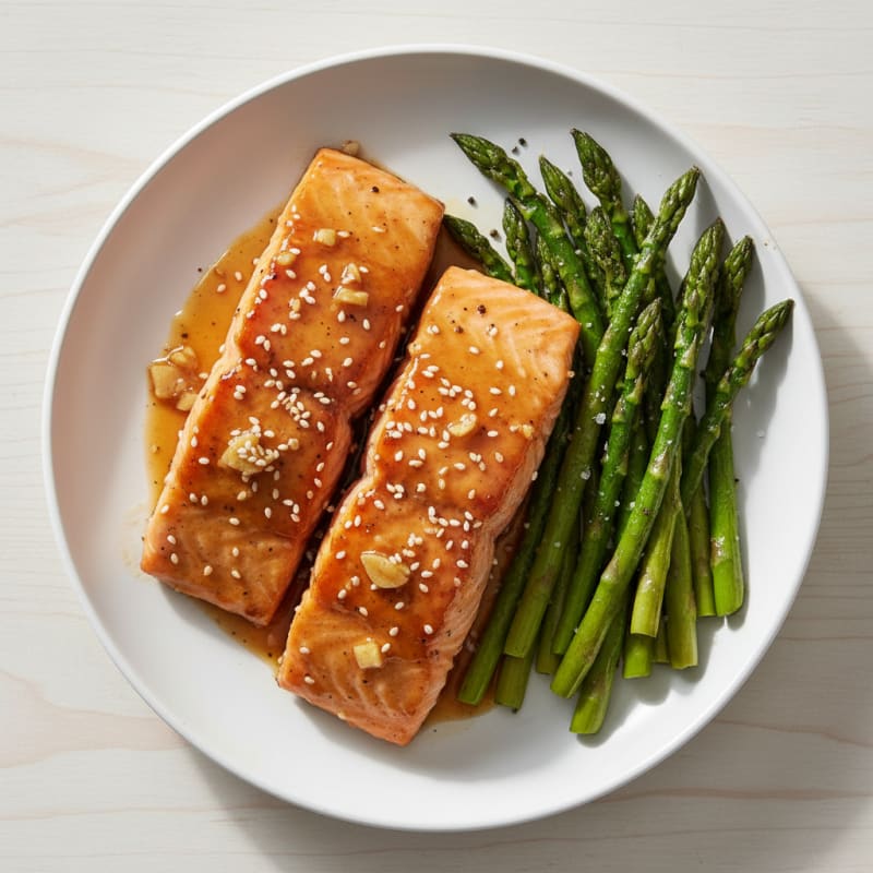 Golden Teriyaki-Glazed Salmon with Roasted Asparagus