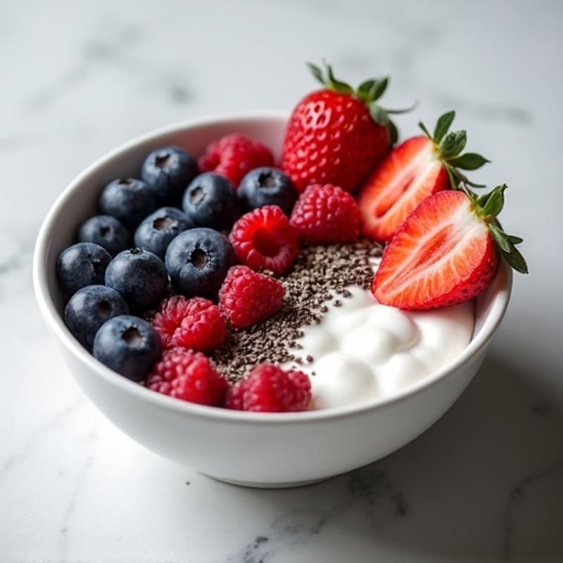 Greek Yogurt Protein Bowl with Mixed Berries and Chia Seeds