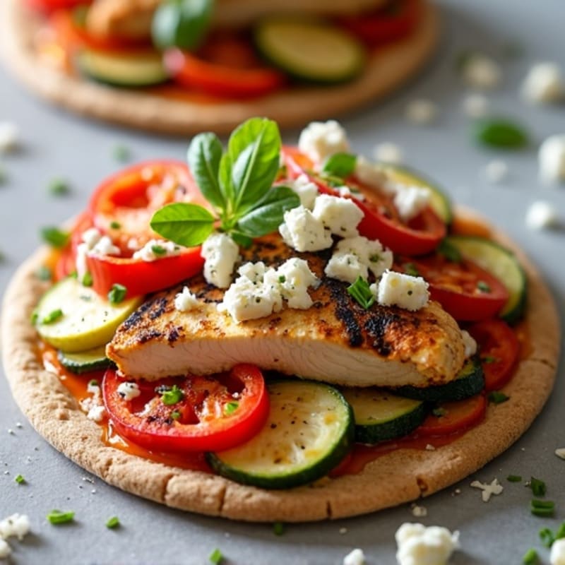 Crispy Roasted Vegetable Flatbread with Grilled Chicken