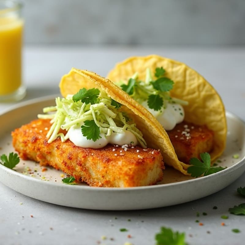 Crispy Baked Cod Tacos with Zesty Cabbage Slaw