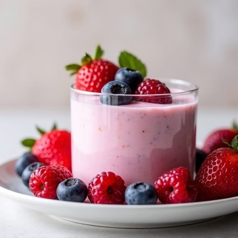 Silky Greek Yogurt Protein Mousse with Mixed Berries