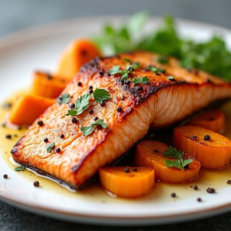 Crispy Pan-Seared Salmon with Roasted Spiced Pumpkin