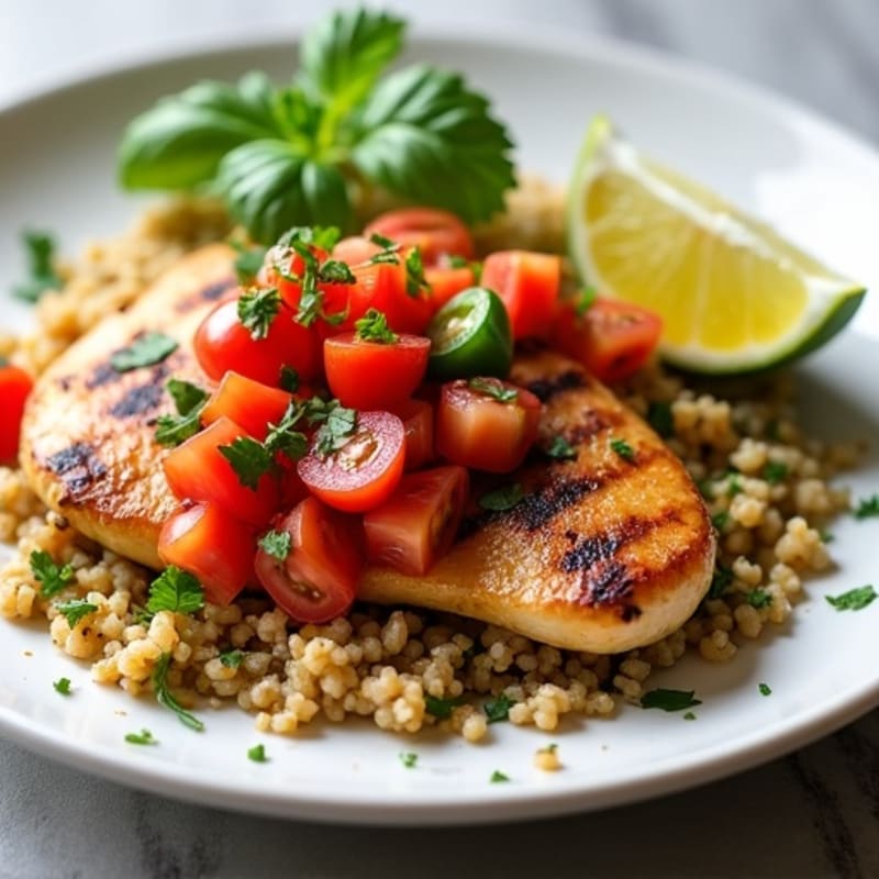 Grilled Chicken Breast with Quinoa and Fresh Tomato Salsa