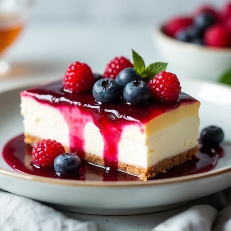 Protein-Packed Greek Yogurt Cheesecake with Berry Compote