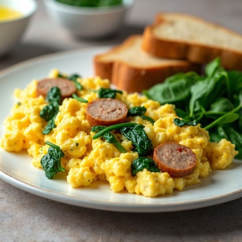 Egg White Scramble with Spinach and Turkey Sausage