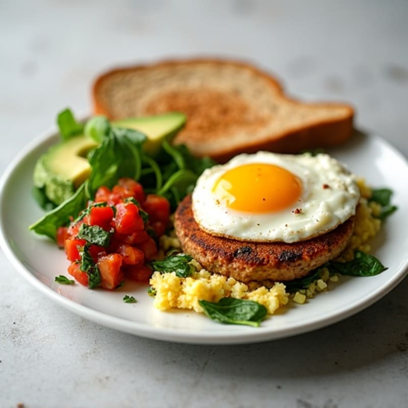 Egg White and Turkey Sausage Scramble with Spinach and Salsa