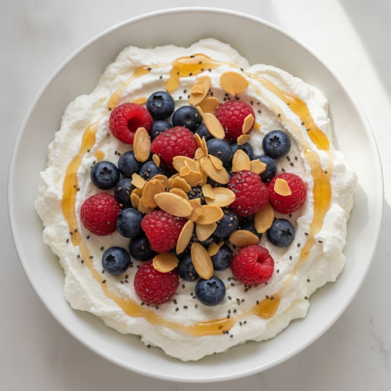 Creamy Greek Yogurt with Protein Powder and Fresh Berries