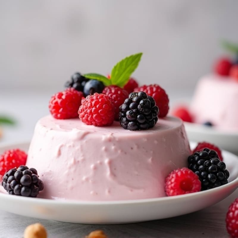 Silky Greek Yogurt Protein Mousse with Mixed Berries