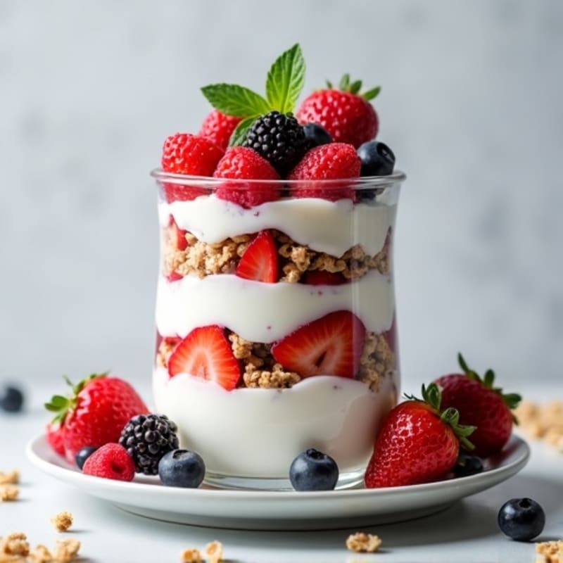Greek Yogurt Protein Parfait with Mixed Berries