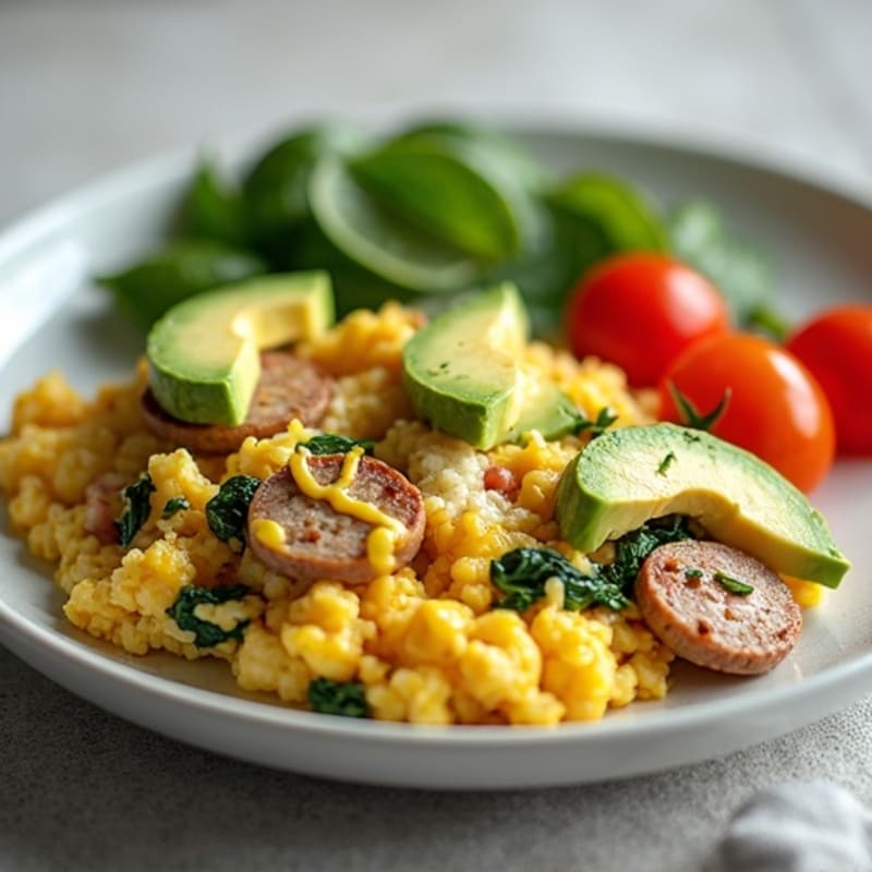 Egg White and Turkey Sausage Scramble with Spinach