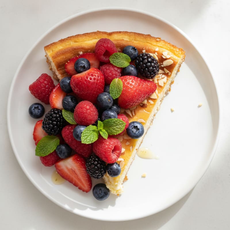 Greek Yogurt Protein Cheesecake with Mixed Berries