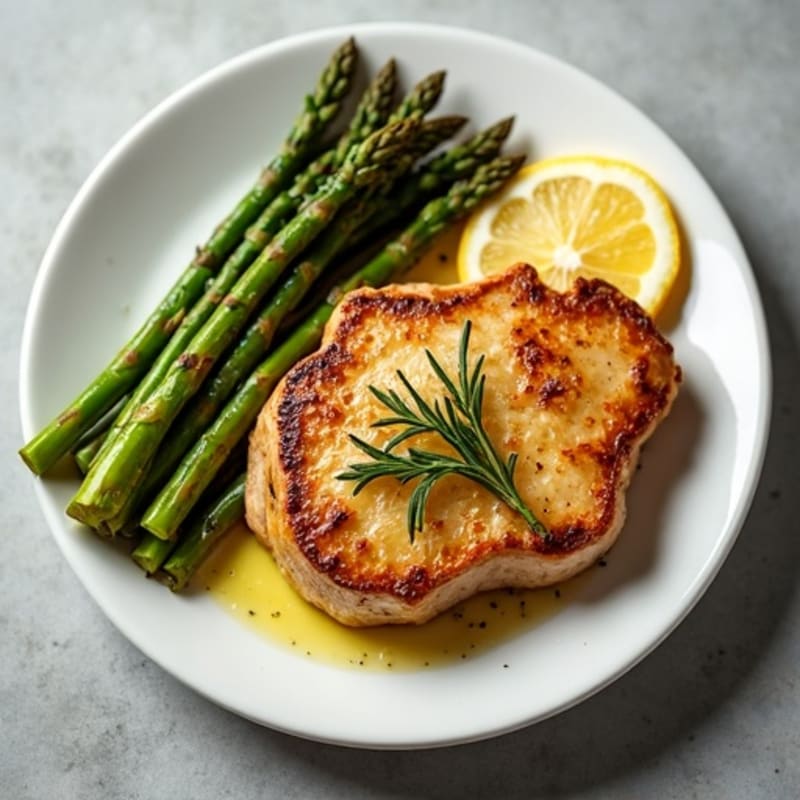 Lemon Herb Roasted Pork Chops with Crispy Asparagus