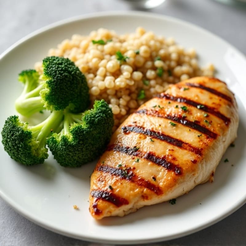 Grilled Chicken Breast with Quinoa and Steamed Broccoli