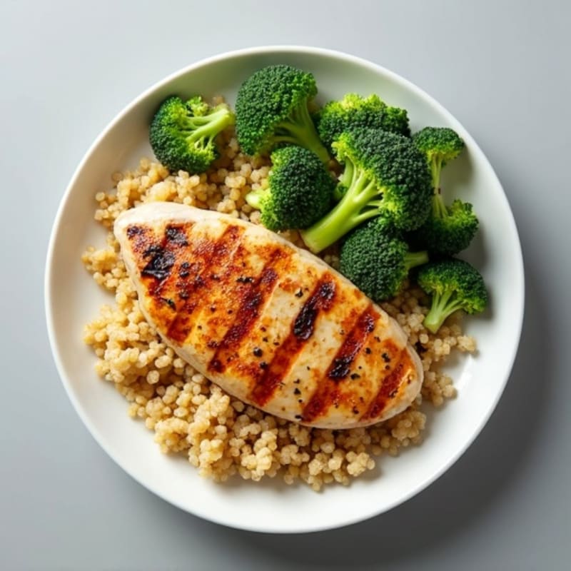 Grilled Chicken Breast with Quinoa and Steamed Broccoli