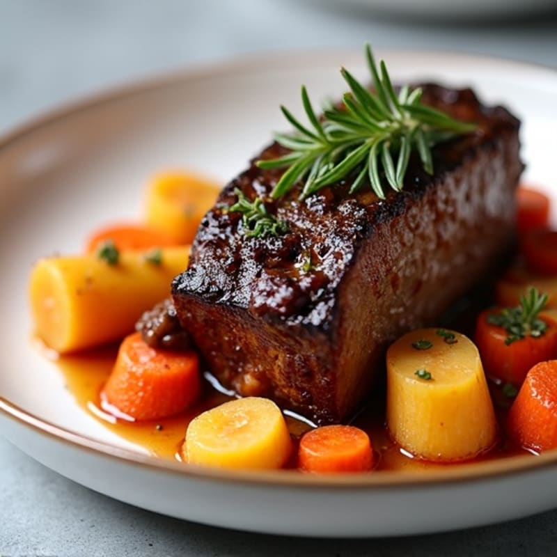 Tender Slow-Braised Short Ribs with Roasted Root Vegetables