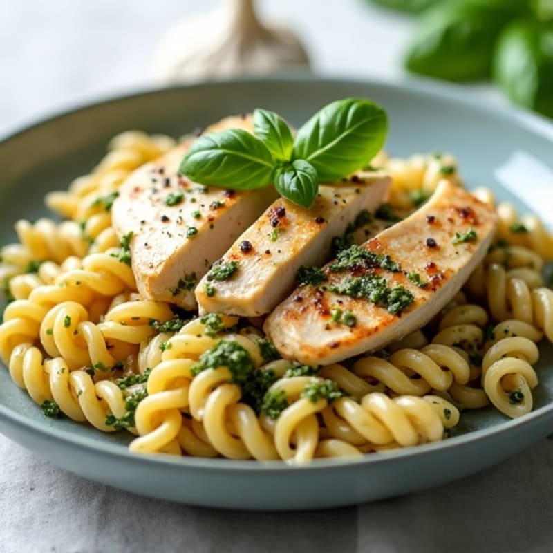 Creamy Pesto Chicken Whole Wheat Pasta