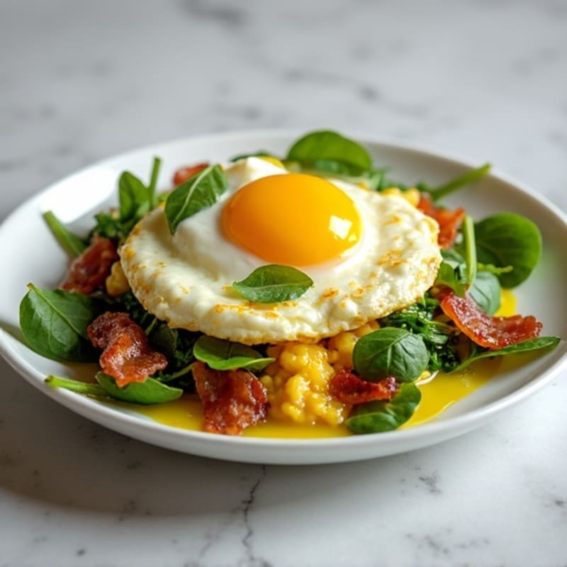 Egg White Scramble with Spinach and Turkey Bacon