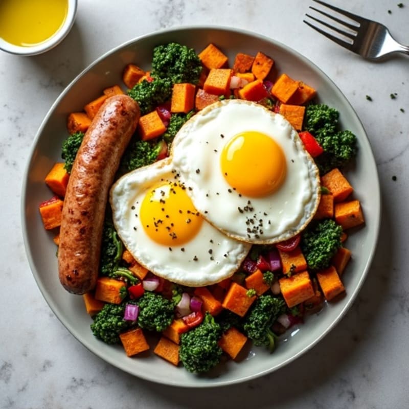 Hearty Sweet Potato and Kale Hash with Sunny-Side Up Eggs