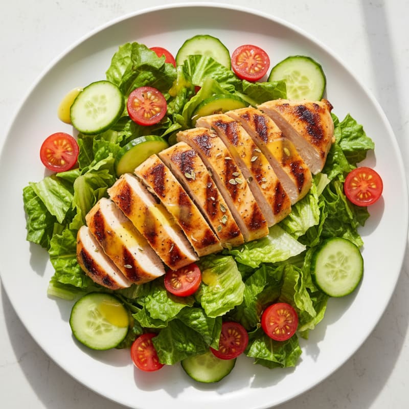 Grilled Chicken Breast with Crisp Romaine and Cherry Tomatoes