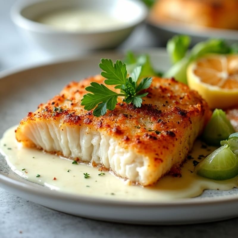 Crispy Blackened Catfish with Lemon Herb Sauce
