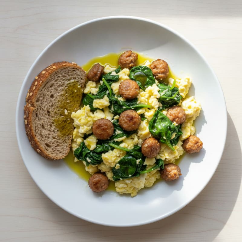 Egg White Scramble with Spinach and Turkey Sausage