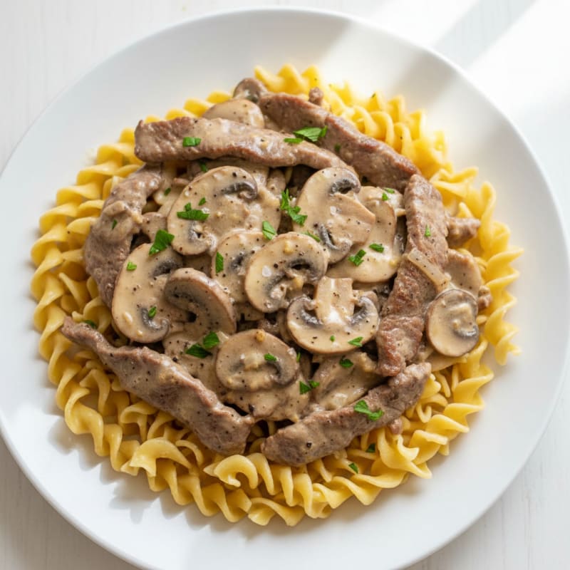 Classic Beef Stroganoff with Egg Noodles