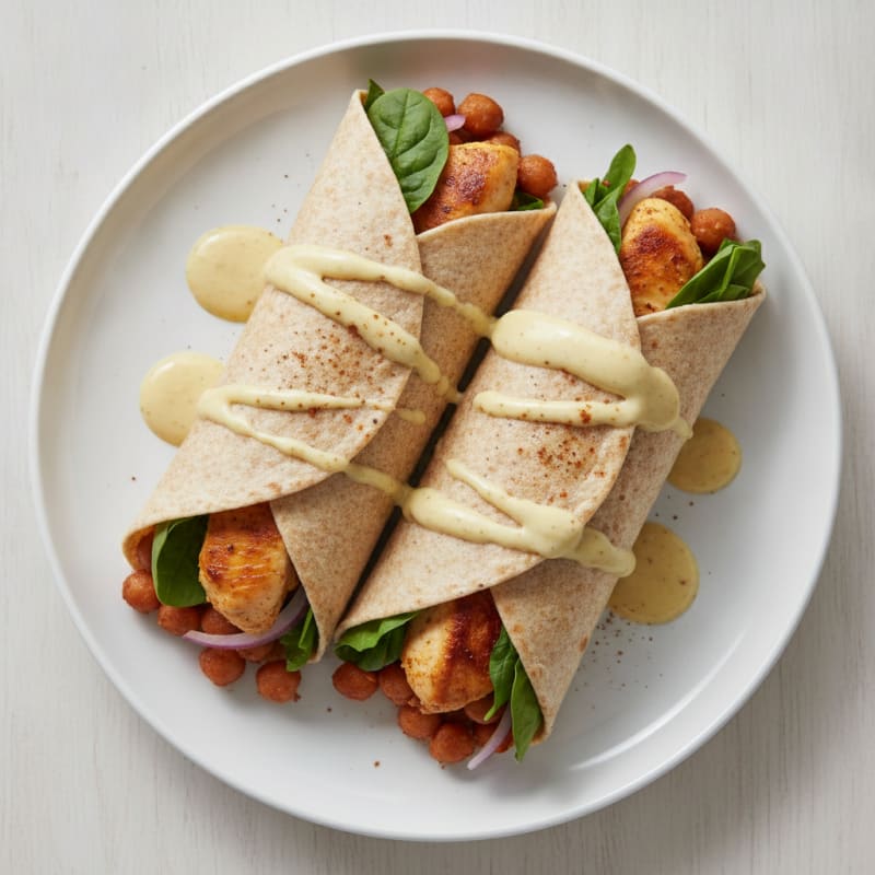 Spiced Garbanzo Bean Wraps with Tahini