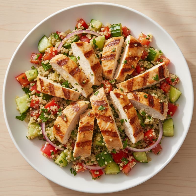 Grilled Chicken and Quinoa Salad with Crunchy Vegetables