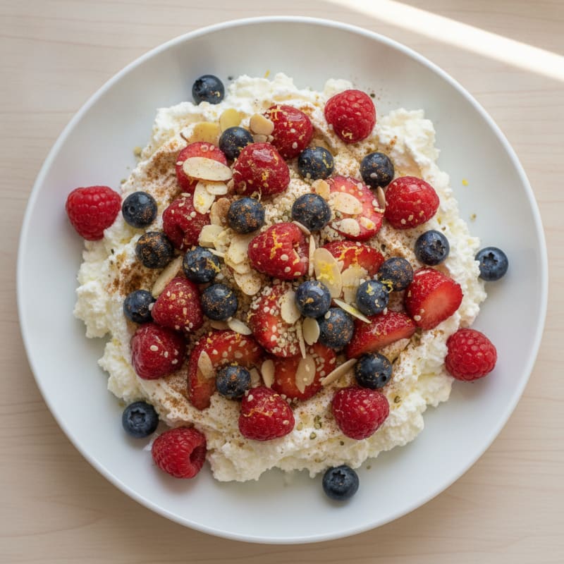 Whipped Vanilla Cottage Cheese with Berries and Nuts