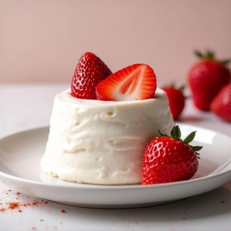 Silky Greek Yogurt Protein Mousse with Sliced Strawberries
