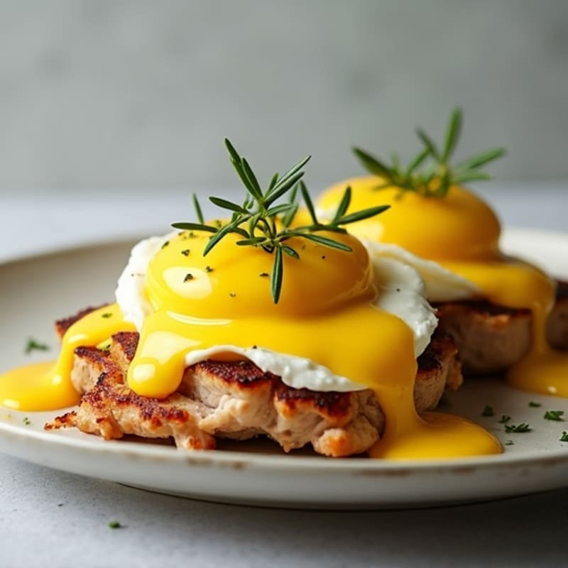 Silky Poached Eggs with Herb-Roasted Turkey and Hollandaise
